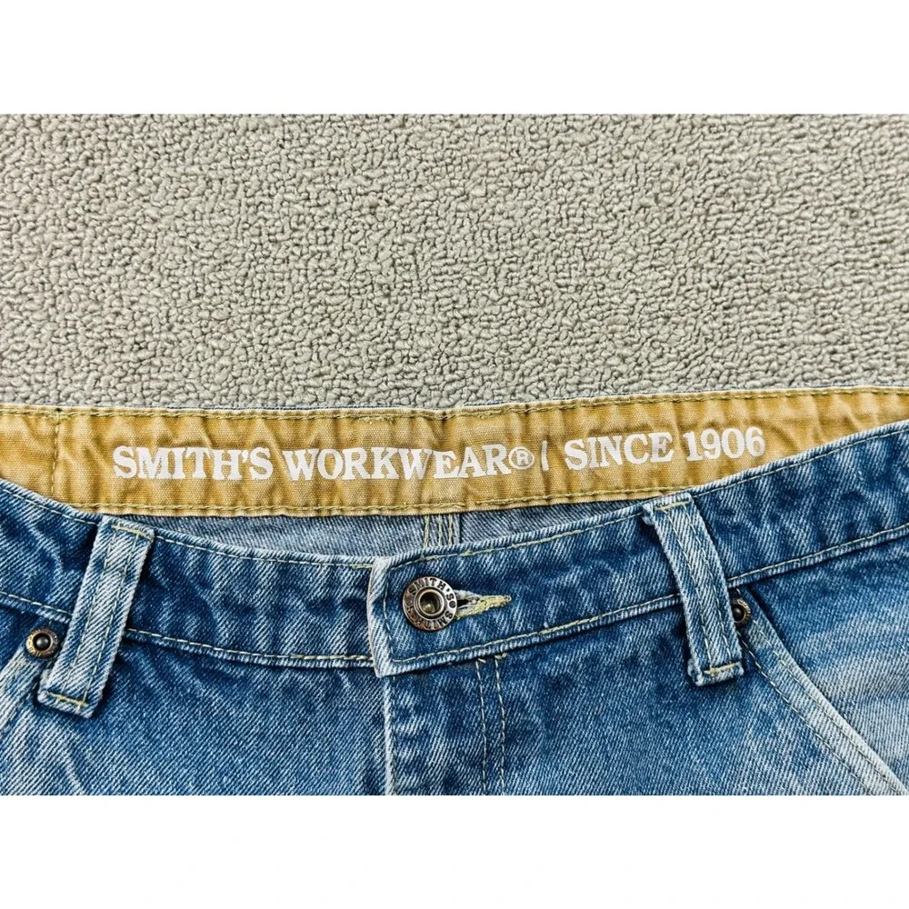 Smith's Workwear‎ Carpenter Jeans Men 31x32 Blue Denim Cotton Blend Hammer Loop